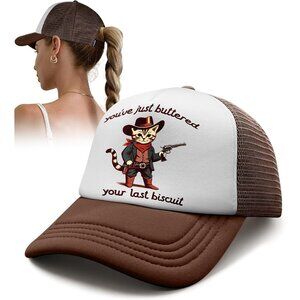 Cow cat  100% Polyester  Flafens Women's  Cute Summer Baseball Caps for Women
